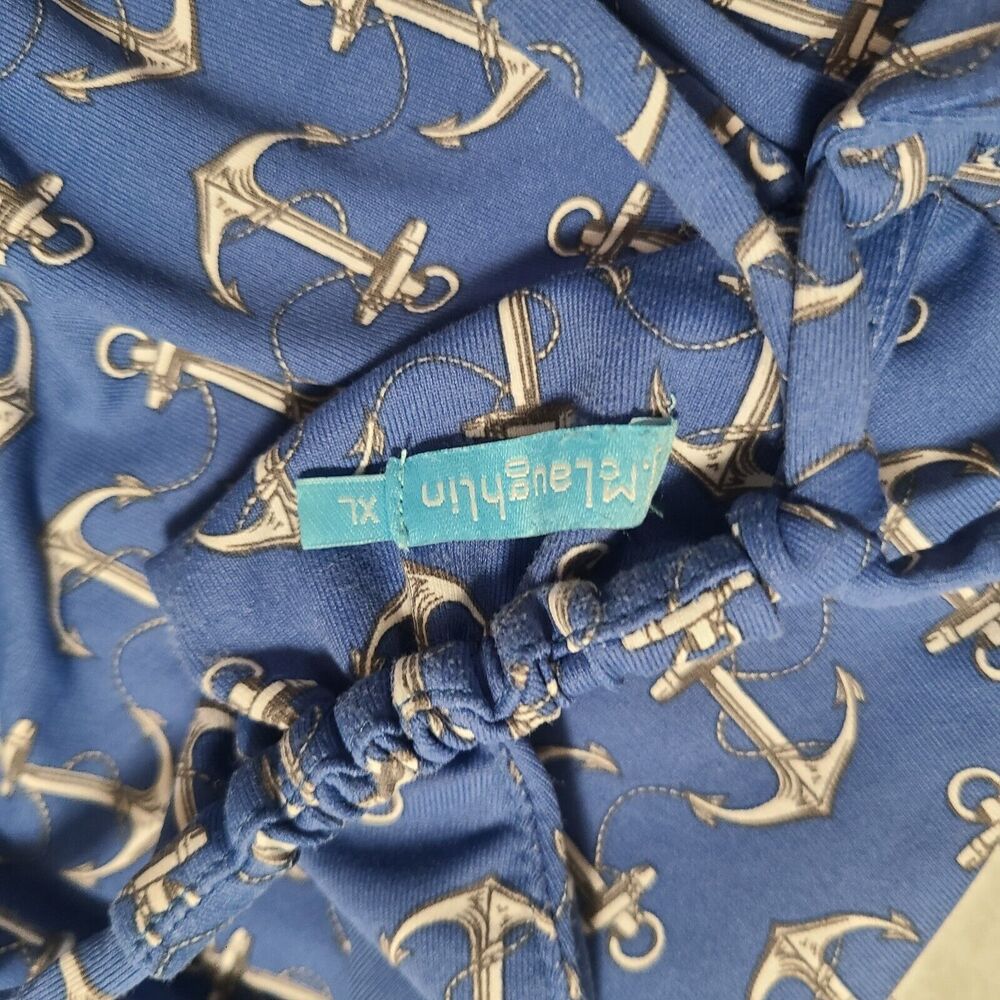 Sleeveless Blue Anchor-Print Midi Dress with Tie Neck - Picture 4 of 11